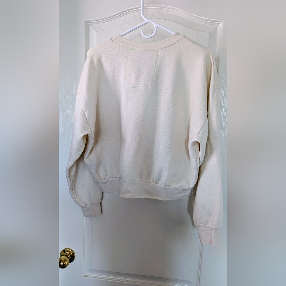 Aviator Nation Daydream Cream Colored Cropped Crewneck Sweatshirt, Size XS - Picture 4 of 6